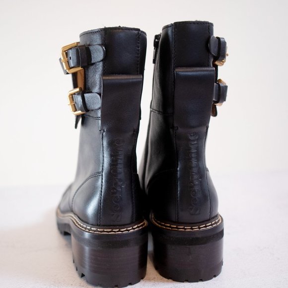 See by Chloe Mallory Leather Combat Boots - Brand New 38.5 - Picture 7 of 11